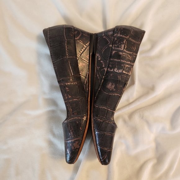 Donald J Pliner 6 1/2 Pisa croc square toe wedge slip on shoes - Picture 3 of 8